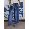 image:imageSHEWIN Womens Wide Leg Jeans High Waisted Baggy Jeans Stretchy Drawstring Denim PantsPrussian Blue