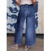 image:imageSHEWIN Womens Wide Leg Jeans High Waisted Baggy Jeans Stretchy Drawstring Denim PantsPrussian Blue
