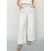 image:imageSHEWIN Womens Wide Leg Jeans High Waisted Baggy Jeans Stretchy Drawstring Denim PantsWhite