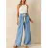 image:imageSHEWIN Womens Wide Leg Jeans High Waisted Tummy Control Stretchy Straight Leg Jeans Vintage Denim Casual Baggy PantsLight Blue