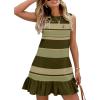 image:imageSHEWIN Dresses for Women 2026 Casual Summer Striped Sundresses Ruffle Hem Sleeveless Mini Tank Dress Fashion OutfitsGreen Stripe