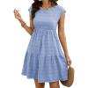 image:imageSHEWIN Women Summer Casual Mini Dress Lightweight Textured Boho Sundress with Pocket 2026Blue