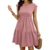 image:imageSHEWIN Women Summer Casual Mini Dress Lightweight Textured Boho Sundress with Pocket 2026Pink