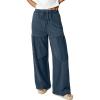 image:imageSHEWIN Women WashedOut Effect Fabric Pants Stretchy Wide Leg Trousers 2026Blue