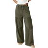 image:imageSHEWIN Women WashedOut Effect Fabric Pants Stretchy Wide Leg Trousers 2026Green