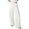 image:imageSHEWIN Women WashedOut Effect Fabric Pants Stretchy Wide Leg Trousers 2026White