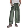 image:imageSHEWIN Womens Wide Leg Jeans High Waisted Baggy Jeans Stretchy Drawstring Denim PantsDuffel Green