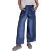image:imageSHEWIN Womens Wide Leg Jeans High Waisted Baggy Jeans Stretchy Drawstring Denim PantsPrussian Blue