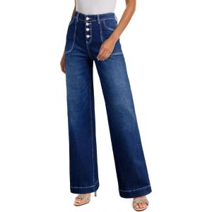image:imageSHEWIN Women Straight Leg Jeans Stretchy Fabric Denim Pants Inseam 29 InchSea Blue
