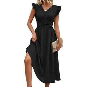 image:imageSHEWIN Women Summer Elegant Ruffle Sleeve Dress Semi Formal Boho Outfits 2026Black
