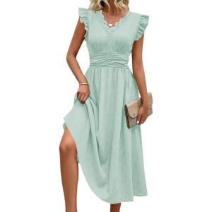 image:imageSHEWIN Women Summer Elegant Ruffle Sleeve Dress Semi Formal Boho Outfits 2026Mint Green