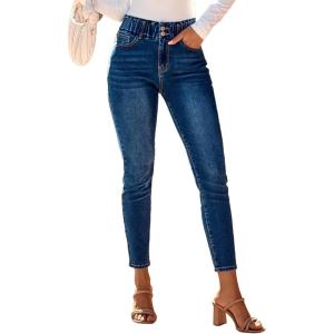 image:imageSHEWIN Womens High Waisted Skinny Jeans Stretchy Trendy Slimming Jeggings Buttons Full Length Denim Pants with PocketsAshleigh Blue