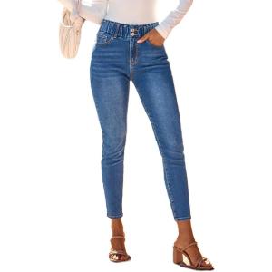 image:imageSHEWIN Womens High Waisted Skinny Jeans Stretchy Trendy Slimming Jeggings Buttons Full Length Denim Pants with PocketsDusk Blue