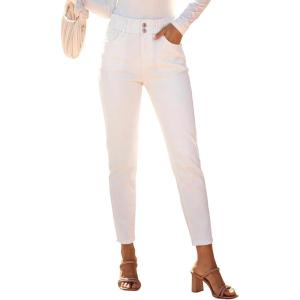 image:imageSHEWIN Womens High Waisted Skinny Jeans Stretchy Trendy Slimming Jeggings Buttons Full Length Denim Pants with PocketsWhite