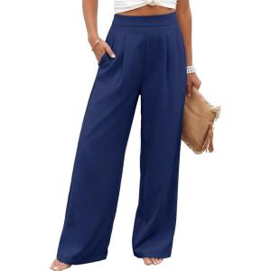 image:imageSHEWIN Womens Wide Leg Dress Pants 2026 Pleated Business Casual Office Work Palazzo Pants High Waisted Slacks TrousersDirty Blue