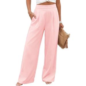 image:imageSHEWIN Womens Wide Leg Dress Pants 2026 Pleated Business Casual Office Work Palazzo Pants High Waisted Slacks TrousersPink