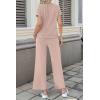 image:imageSHEWIN Women Casual Two Piece Sets Ribbed Knit Outfits Airport Pant Clothes 2026Beige
