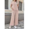 image:imageSHEWIN Women Casual Two Piece Sets Ribbed Knit Outfits Airport Pant Clothes 2026Beige
