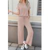 image:imageSHEWIN Women Casual Two Piece Sets Ribbed Knit Outfits Airport Pant Clothes 2026Beige