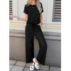 image:imageSHEWIN Women Casual Two Piece Sets Ribbed Knit Outfits Airport Pant Clothes 2026Black