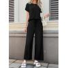 image:imageSHEWIN Women Casual Two Piece Sets Ribbed Knit Outfits Airport Pant Clothes 2026Black