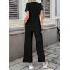 image:imageSHEWIN Women Casual Two Piece Sets Ribbed Knit Outfits Airport Pant Clothes 2026Black