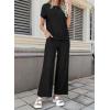 image:imageSHEWIN Women Casual Two Piece Sets Ribbed Knit Outfits Airport Pant Clothes 2026Black