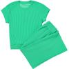 image:imageSHEWIN Women Casual Two Piece Sets Ribbed Knit Outfits Airport Pant Clothes 2026Green