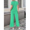 image:imageSHEWIN Women Casual Two Piece Sets Ribbed Knit Outfits Airport Pant Clothes 2026Green