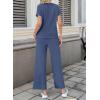 image:imageSHEWIN Women Casual Two Piece Sets Ribbed Knit Outfits Airport Pant Clothes 2026Navy Blue