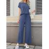 image:imageSHEWIN Women Casual Two Piece Sets Ribbed Knit Outfits Airport Pant Clothes 2026Navy Blue