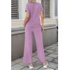 image:imageSHEWIN Women Casual Two Piece Sets Ribbed Knit Outfits Airport Pant Clothes 2026Purple