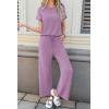 image:imageSHEWIN Women Casual Two Piece Sets Ribbed Knit Outfits Airport Pant Clothes 2026Purple