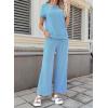 image:imageSHEWIN Women Casual Two Piece Sets Ribbed Knit Outfits Airport Pant Clothes 2026Sky Blue