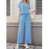 image:imageSHEWIN Women Casual Two Piece Sets Ribbed Knit Outfits Airport Pant Clothes 2026Sky Blue