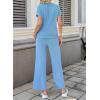image:imageSHEWIN Women Casual Two Piece Sets Ribbed Knit Outfits Airport Pant Clothes 2026Sky Blue