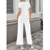 image:imageSHEWIN Women Casual Two Piece Sets Ribbed Knit Outfits Airport Pant Clothes 2026White