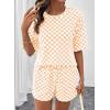 image:imageSHEWIN Womens Plaid 2 Piece Short Sets 2026 Lounge Beach Travel Vacation Outfits Matching Shorts Sweatsuit with PocketsBeige
