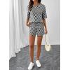 image:imageSHEWIN Womens Plaid 2 Piece Short Sets 2026 Lounge Beach Travel Vacation Outfits Matching Shorts Sweatsuit with PocketsBlack
