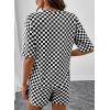 image:imageSHEWIN Womens Plaid 2 Piece Short Sets 2026 Lounge Beach Travel Vacation Outfits Matching Shorts Sweatsuit with PocketsBlack