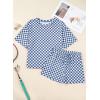 image:imageSHEWIN Womens Plaid 2 Piece Short Sets 2026 Lounge Beach Travel Vacation Outfits Matching Shorts Sweatsuit with PocketsBlue
