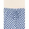 image:imageSHEWIN Womens Plaid 2 Piece Short Sets 2026 Lounge Beach Travel Vacation Outfits Matching Shorts Sweatsuit with PocketsBlue