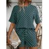 image:imageSHEWIN Womens Plaid 2 Piece Short Sets 2026 Lounge Beach Travel Vacation Outfits Matching Shorts Sweatsuit with PocketsGreen