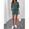 image:imageSHEWIN Womens Plaid 2 Piece Short Sets 2026 Lounge Beach Travel Vacation Outfits Matching Shorts Sweatsuit with PocketsGreen