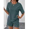 image:imageSHEWIN Womens Plaid 2 Piece Short Sets 2026 Lounge Beach Travel Vacation Outfits Matching Shorts Sweatsuit with PocketsGreen