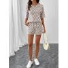 image:imageSHEWIN Womens Plaid 2 Piece Short Sets 2026 Lounge Beach Travel Vacation Outfits Matching Shorts Sweatsuit with PocketsGrey