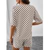 image:imageSHEWIN Womens Plaid 2 Piece Short Sets 2026 Lounge Beach Travel Vacation Outfits Matching Shorts Sweatsuit with PocketsGrey