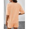image:imageSHEWIN Womens Plaid 2 Piece Short Sets 2026 Lounge Beach Travel Vacation Outfits Matching Shorts Sweatsuit with PocketsOrange