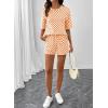 image:imageSHEWIN Womens Plaid 2 Piece Short Sets 2026 Lounge Beach Travel Vacation Outfits Matching Shorts Sweatsuit with PocketsOrange