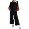 image:imageSHEWIN Womens 2 Piece Lounge Sets For Women Casual Long Sleeve Tops and Wide Leg Pants Matching Set